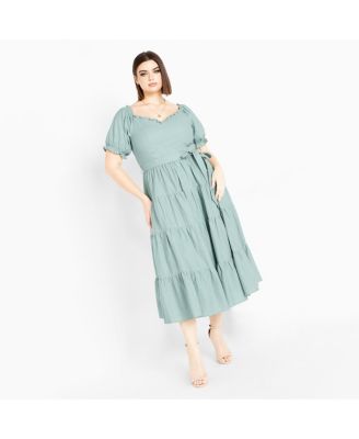 Women's Puffed Sleeve Maxi Dress