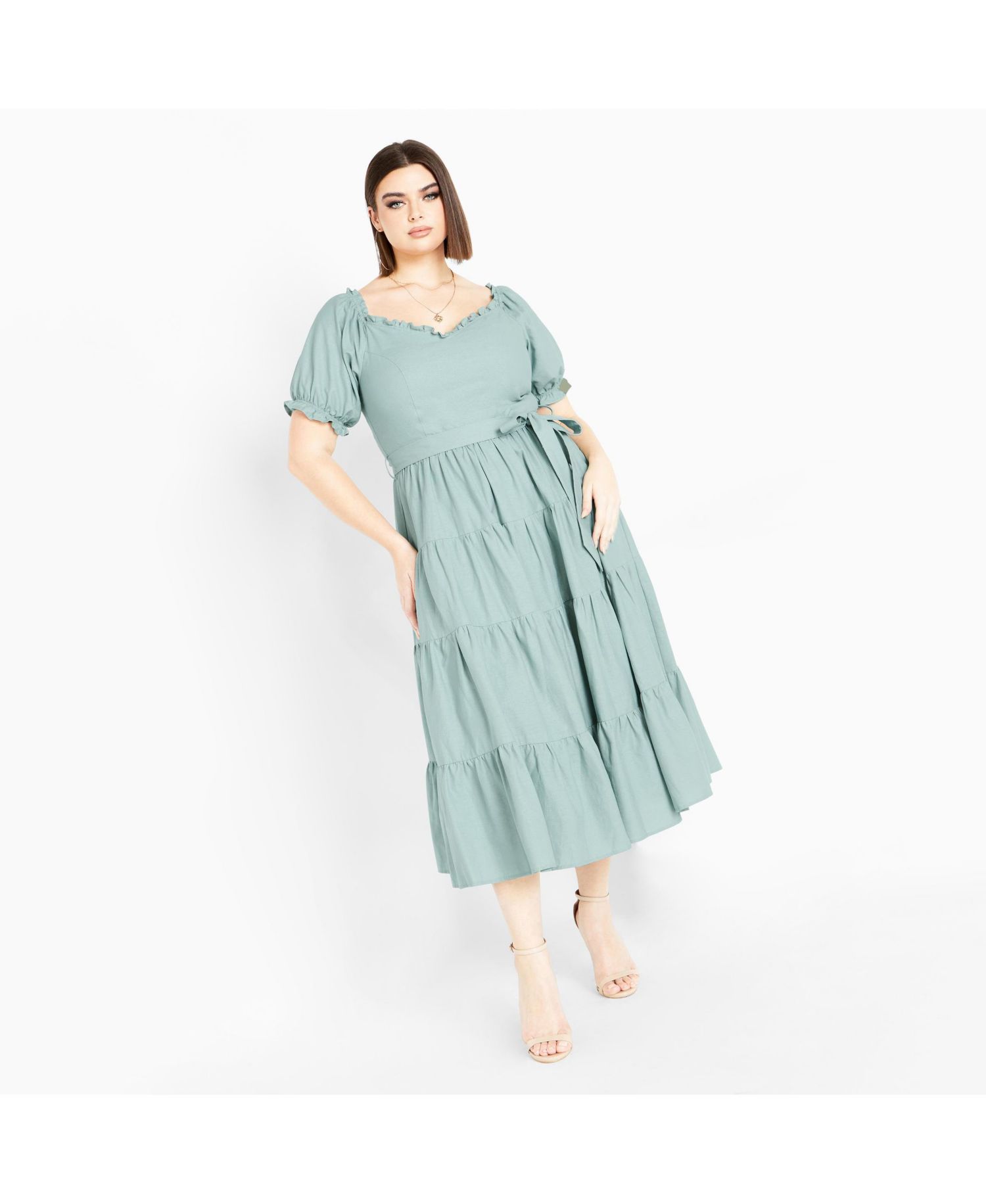 Women's Puffed Sleeve Maxi Dress