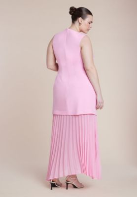 Women's Combo Fabric Pleated Dress