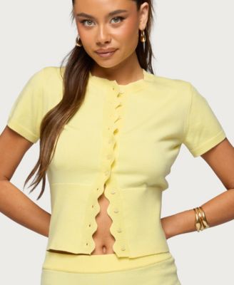 Women's Rosie Scalloped Knit Button Up Top