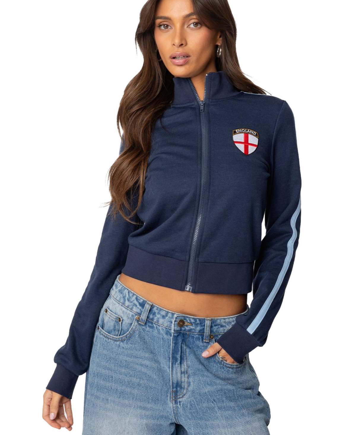 Edikted Women's England Zip Up Sweatshirt