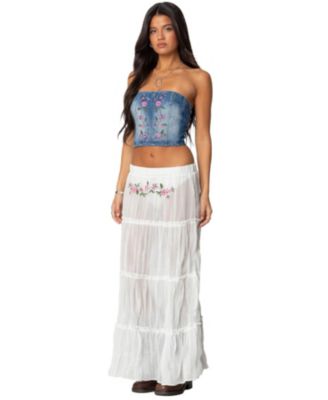 Women's Tula Embroidered Denim Corset