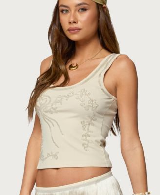 Women's Taliah Beaded Scoop Neck Tank Top