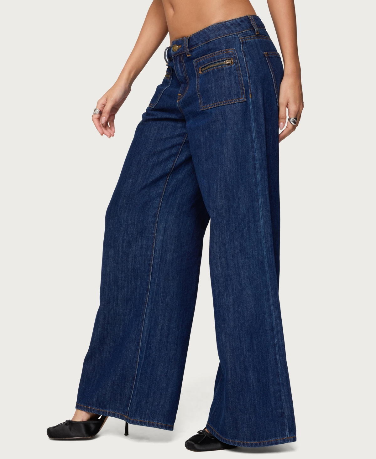 Edikted Women's Jimena Low Rise Wide Leg Jeans
