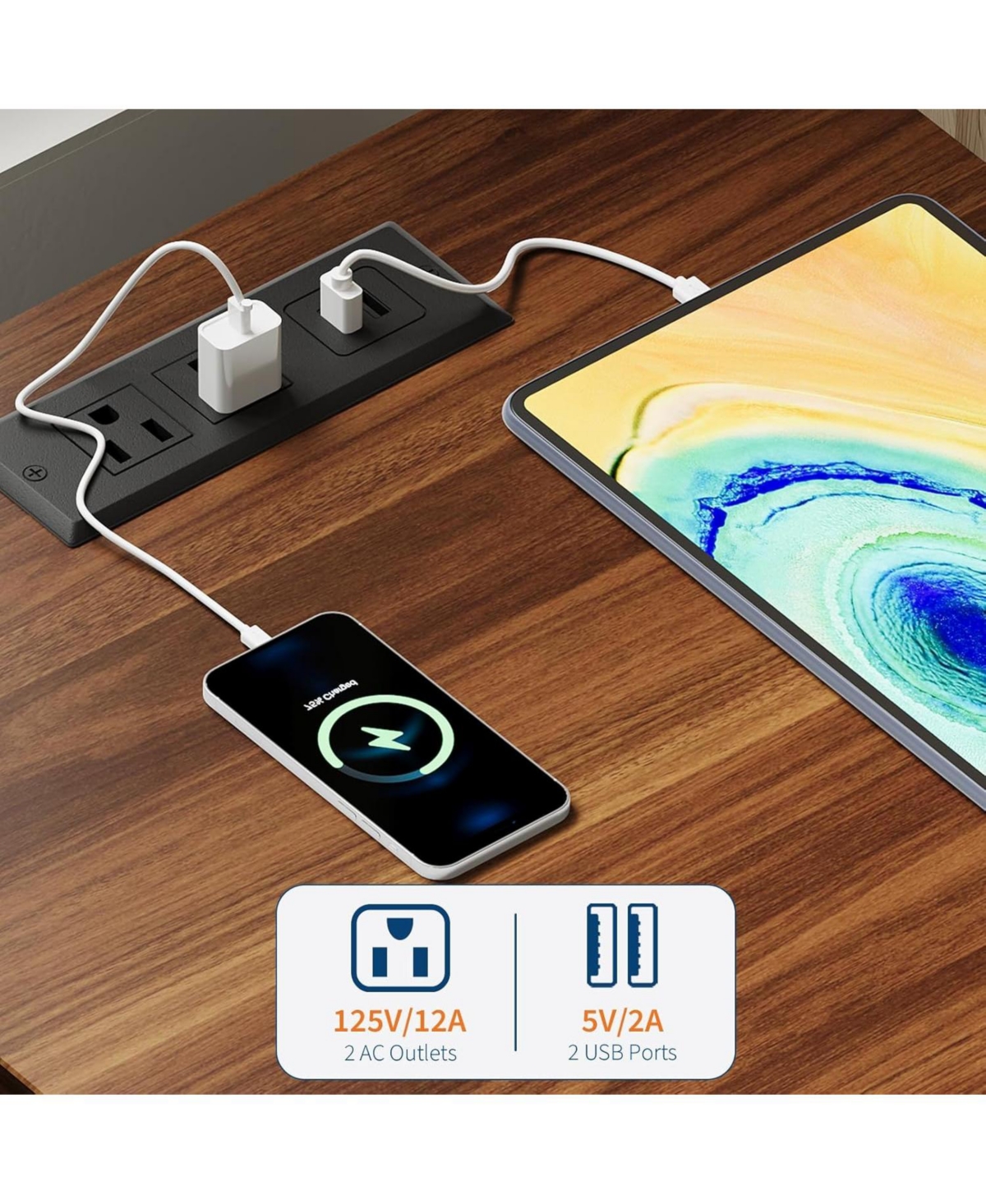 gaomon Rustic Farmhouse Nightstand with Charging Station, Barn Door & Adjustable Storage Shelf