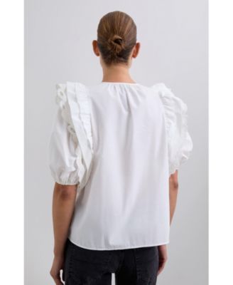 Women's Poplin Puff Top