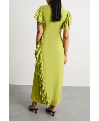 Women's Side Split Ruffle Detail Maxi Dress