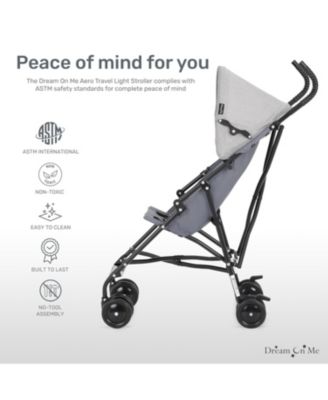 Toddler Aero Travel Stroller: Lightweight with one-hand quick fold, 3-point harness, dual brakes, and adjustable canopy. Perfect for easy travel