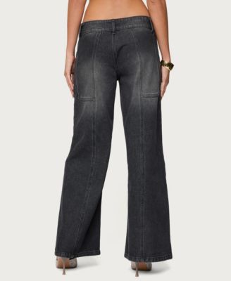 Women's Charlize Stitched Washed Low Rise Baggy Jeans