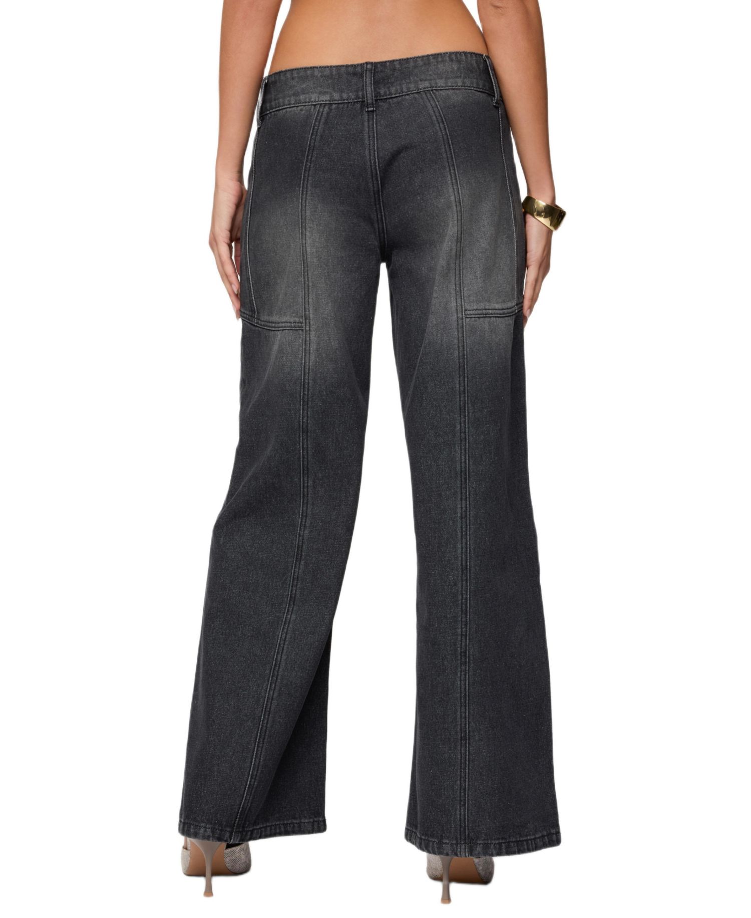 Women's Charlize Stitched Washed Low Rise Baggy Jeans