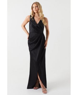 Women's Ruched Satin Bridesmaid Dress