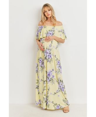 Maternity Off-Shoulder Ruffled Maxi Dress