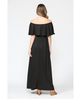 Maternity Off-Shoulder Ruffled Maxi Dress