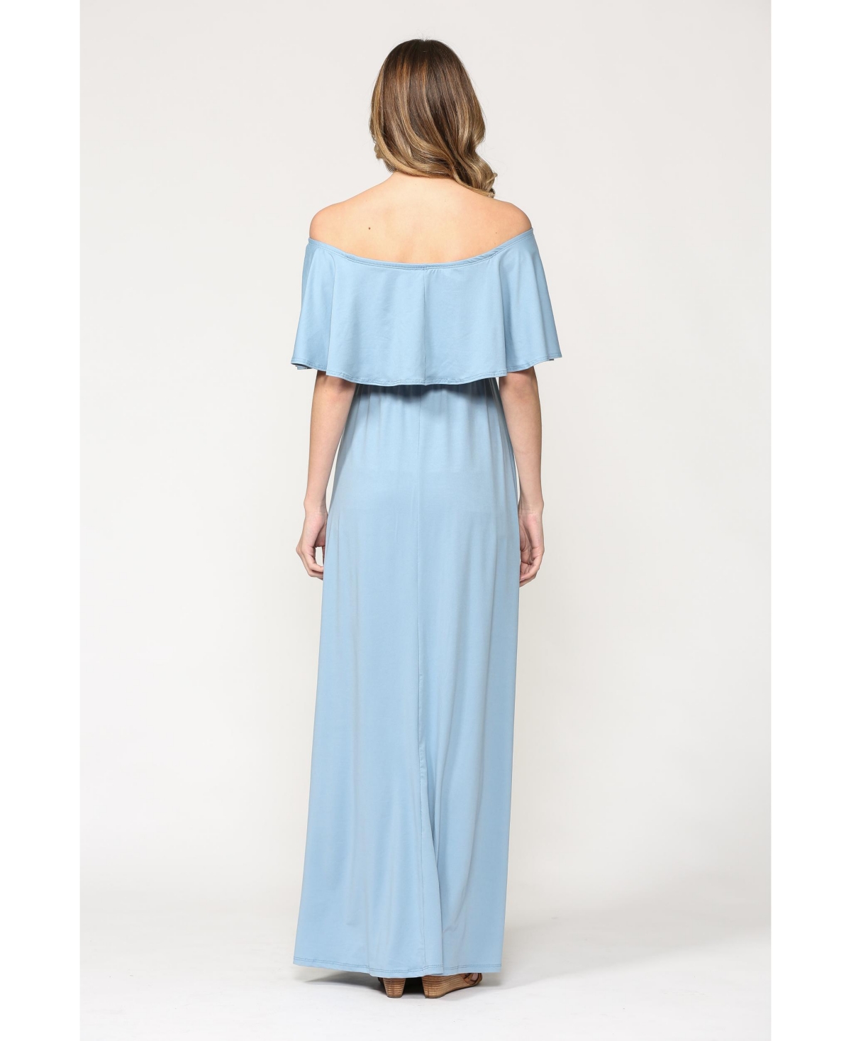 Hello Miz Maternity Off-Shoulder Ruffled Maxi Dress