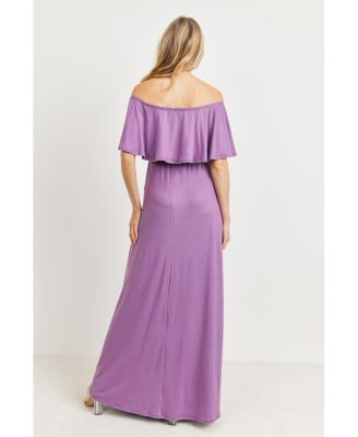 Maternity Off-Shoulder Ruffled Maxi Dress