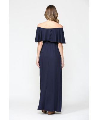 Maternity Off-Shoulder Ruffled Maxi Dress