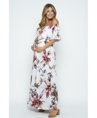 Maternity Off-Shoulder Ruffled Maxi Dress