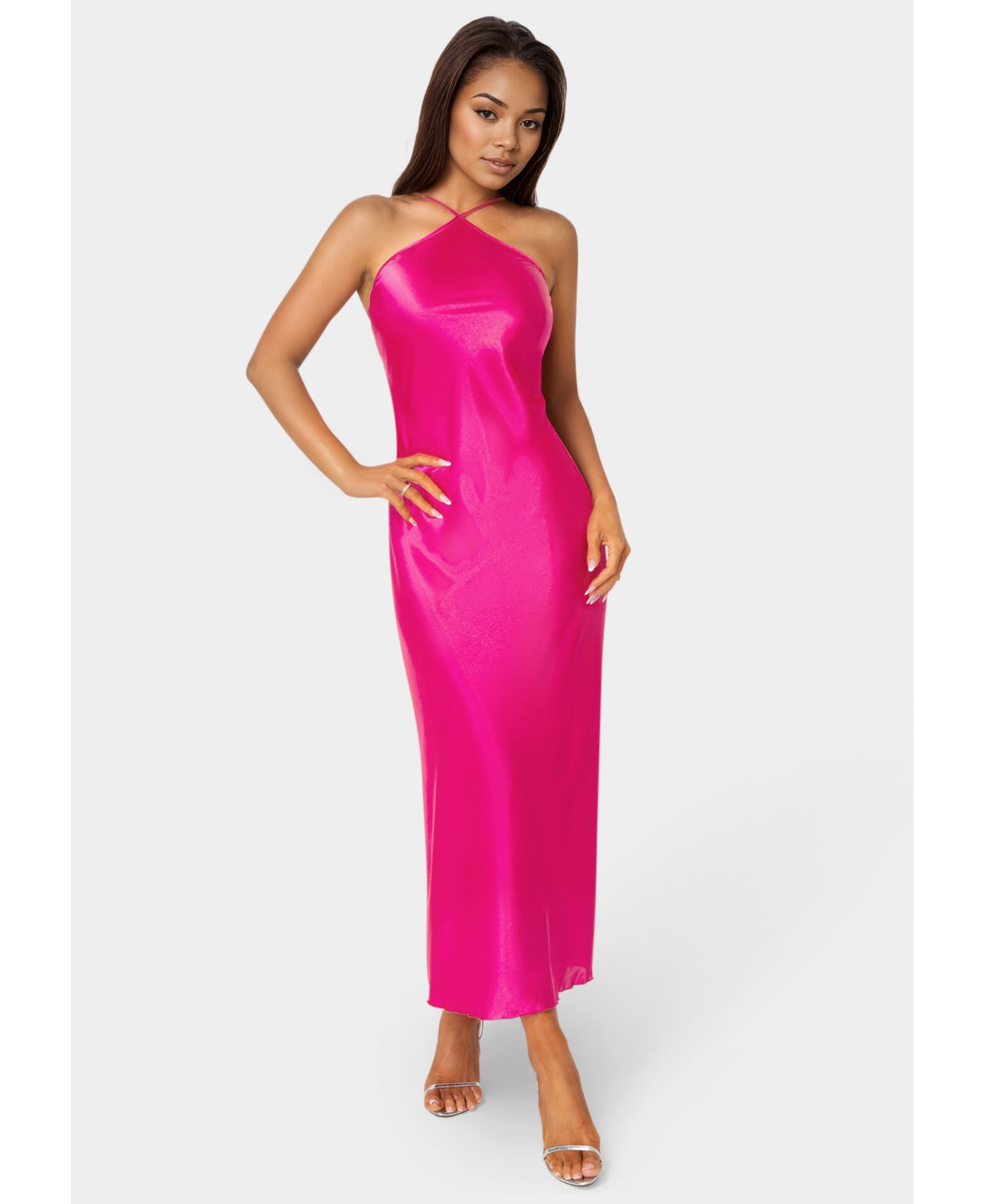 Women's Halter Neck Satin Gown
