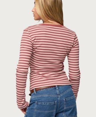 Women's Roma Striped Henley Top