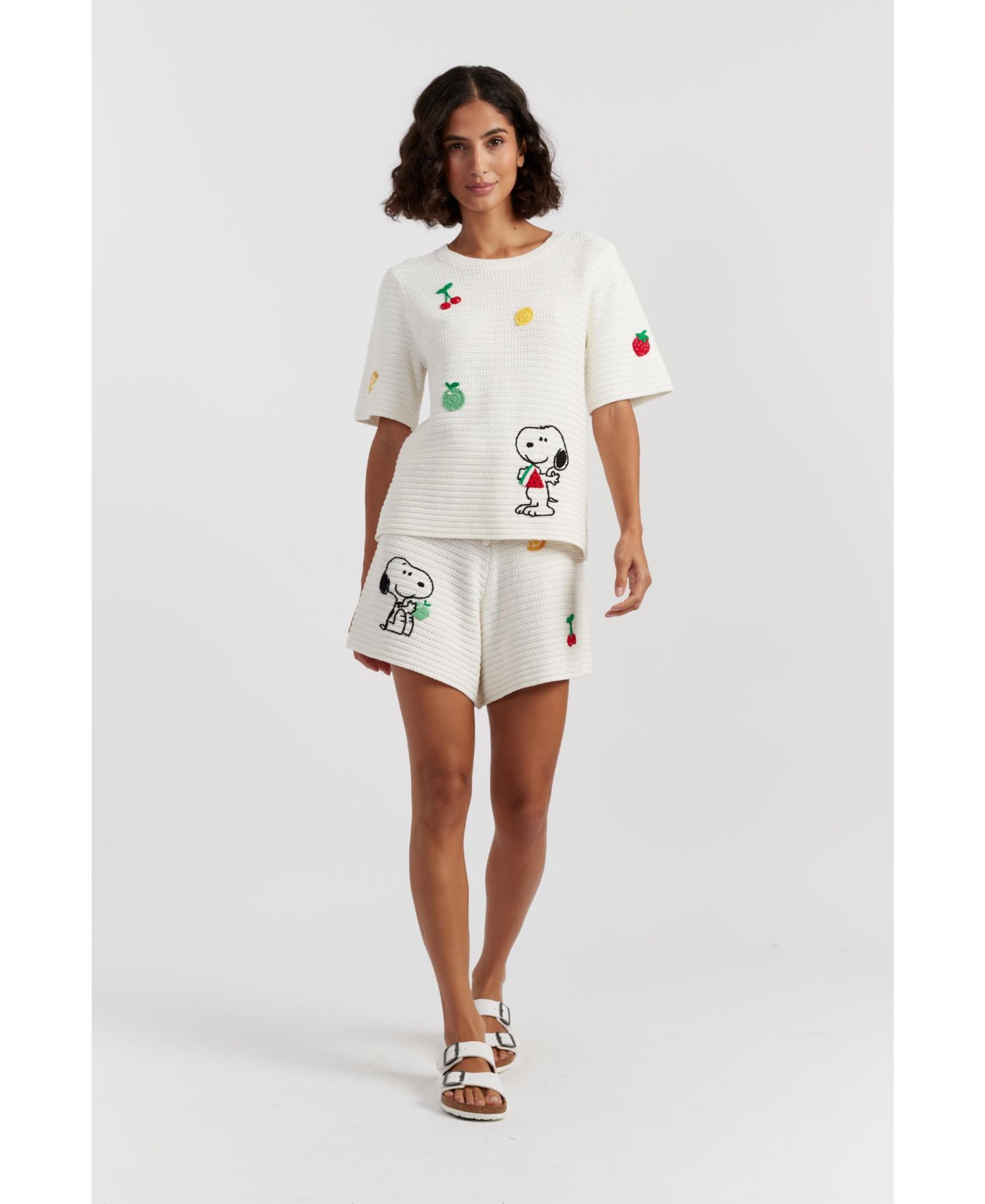 Женские шорты Chinti & Parker Cotton Snoopy Crochet, цвет: Кремовый — фото 3