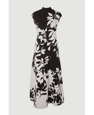 Women's Jacquard Floral Knitted Maxi Dress