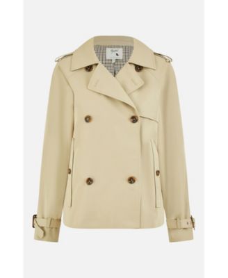 Women's Cropped Trench Jacket With Pockets