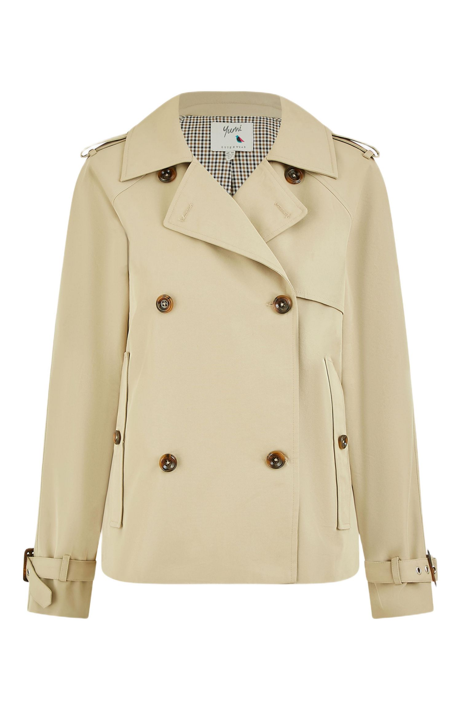 Women's Cropped Trench Jacket With Pockets