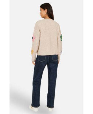 Women's Relaxed Flower Embroidered Jumper