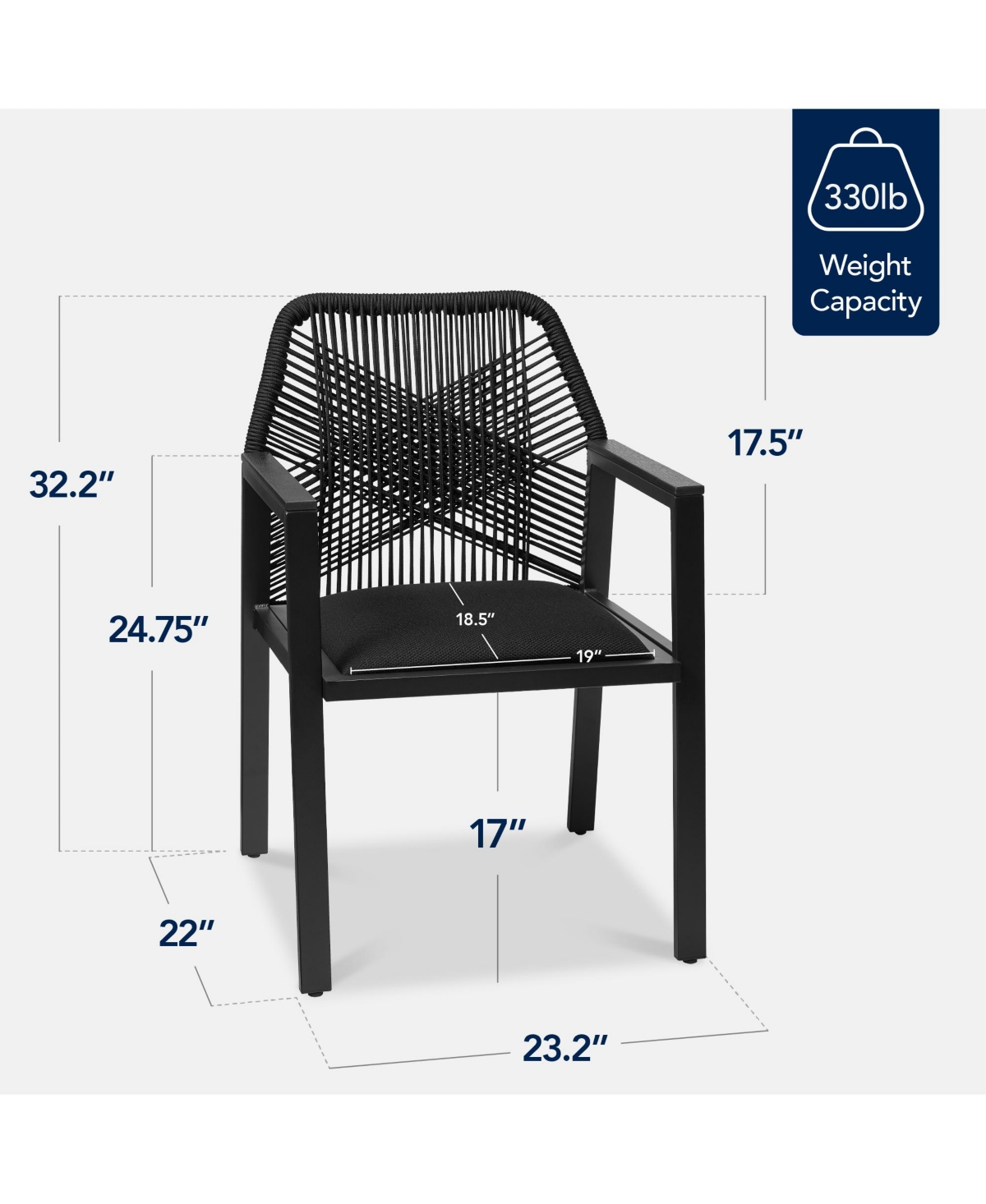 Best Choice Products Set of 2 Indoor/Outdoor Aluminum Woven Rope Dining Chairs w/ Armrests