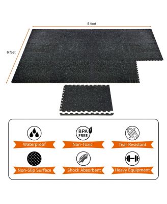 Sorbus High Density Rubber Interlocking Exercise Floor Tiles, 12 Piece Set (48 Sq Ft)