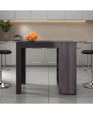 Luna Modern Kitchen Island with Open Storage, Wenge