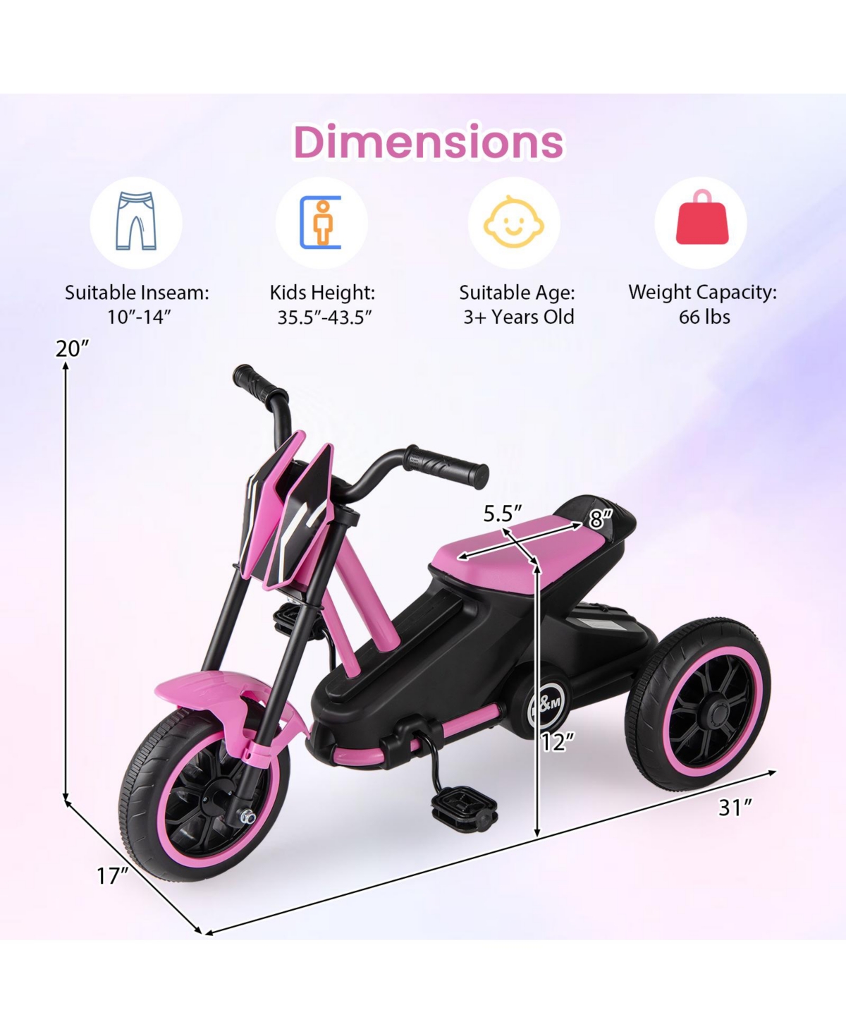 Slickblue Toddler 3-Wheel Tricycle Bike with Pedals for Forward and Reverse