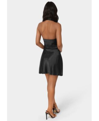 Women's Satin Sash Neck Mini Dress