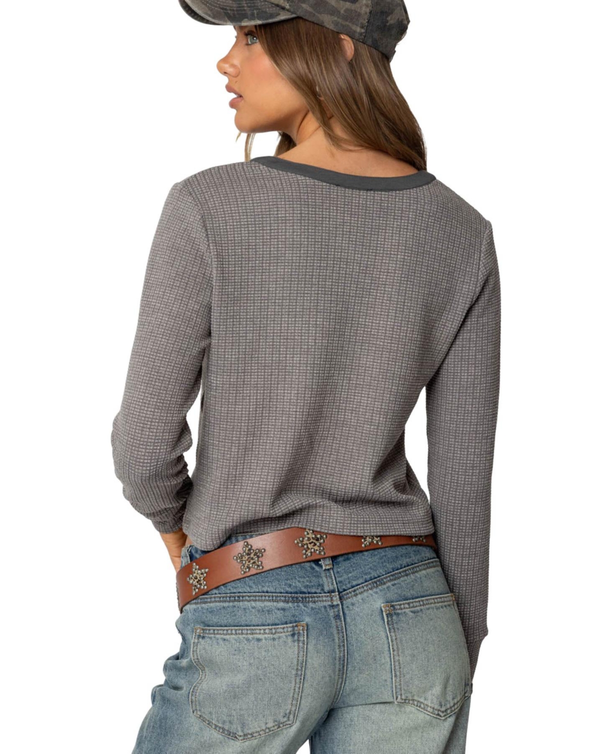 Edikted Women's Ruth Henley Waffle Top