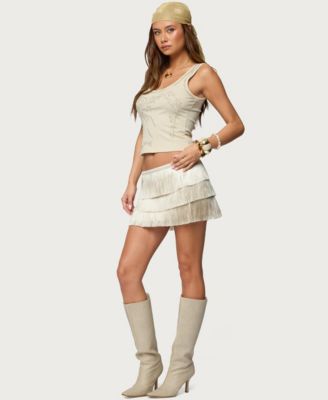 Women's Sarai Tiered Fringed Mini Skirt