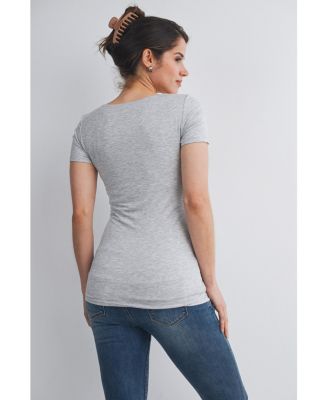 Maternity Scoop Neck Short-Sleeve Fitted T-Shirt