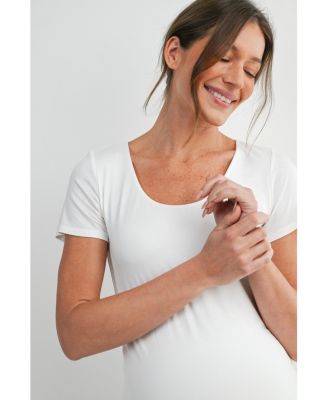 Maternity Scoop Neck Short-Sleeve Fitted T-Shirt