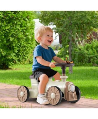 Kids Ride-On Toy Car with Steering Wheel and Whistle Button