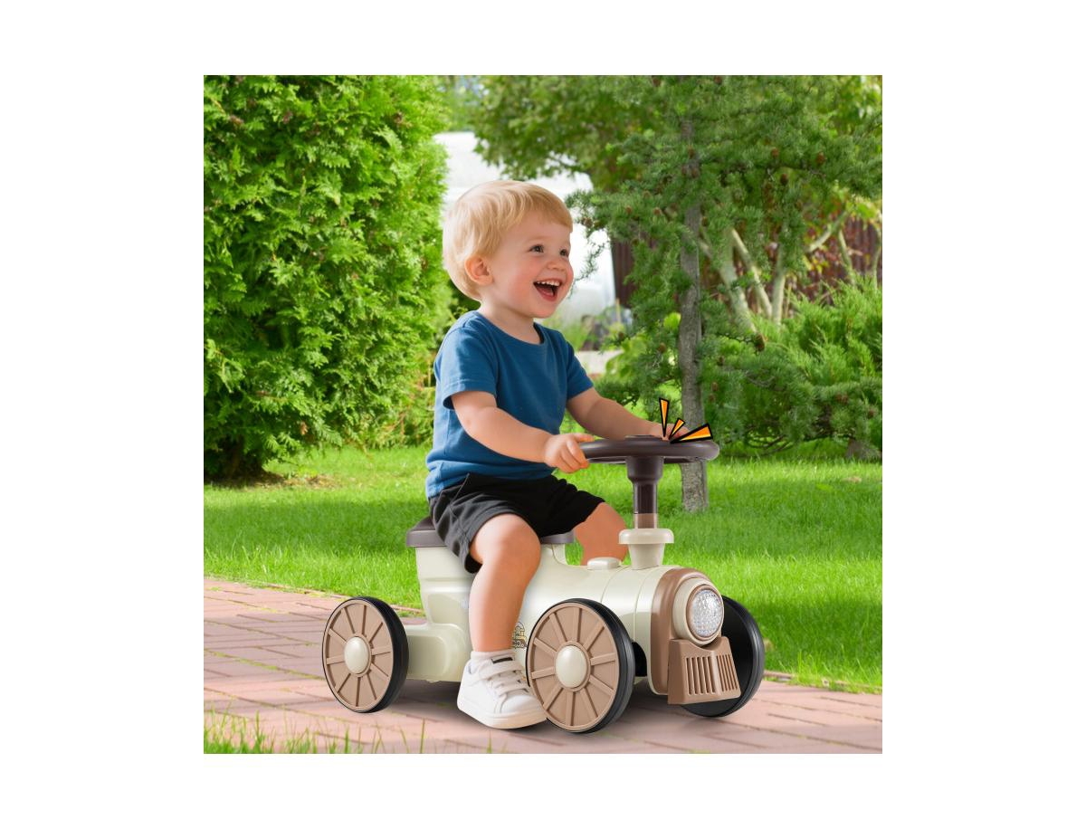 Slickblue Kids Ride-On Toy Car with Steering Wheel and Whistle Button