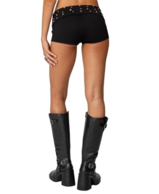 Women's Studded Foldover Micro Shorts