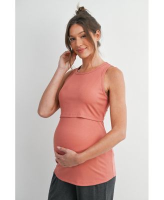 Women's Maternity Nursing Ribbed Tank Top with Lift-Up Panel