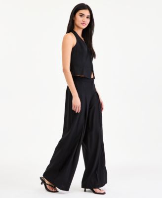 Women's High-Rise Linen-Blend Wide-Leg Pants, Macy's Exclusive
