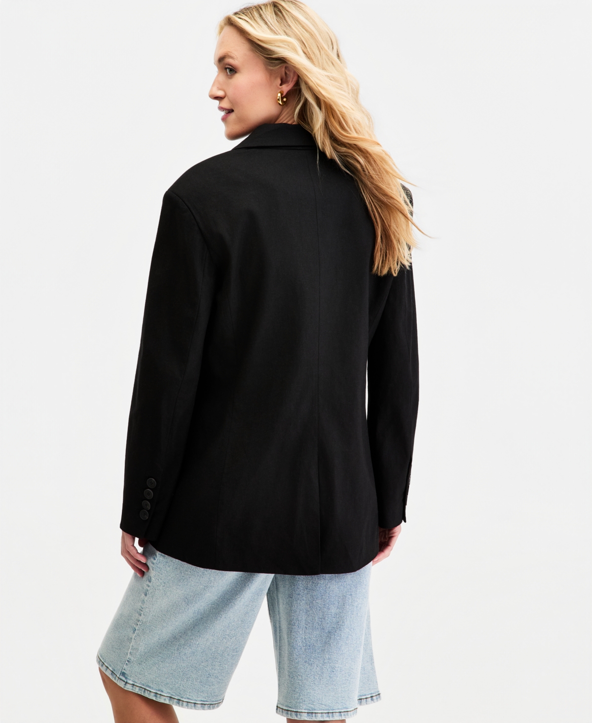 Bar Iii Women's Oversized Linen-Blend Blazer, Macy's Exclusive