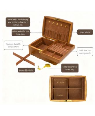 Wooden Jewelry Box with Lock for Women - Elegant Storage for Bracelets, Watches, Necklaces