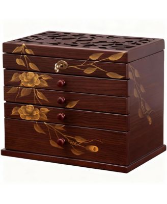 Handcrafted Floral Wooden Jewelry Box