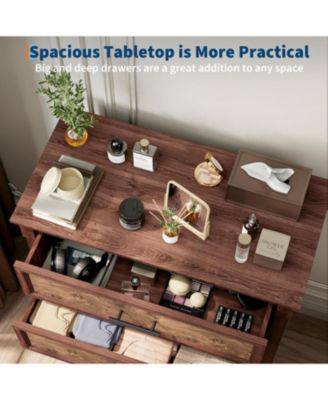 Farmhouse 4 Drawer Dresser for Bedroom, Tall Chest of Drawers with Metal Handles, Rustic Wooden Dresser TV Stand, for Living Room, Hallway