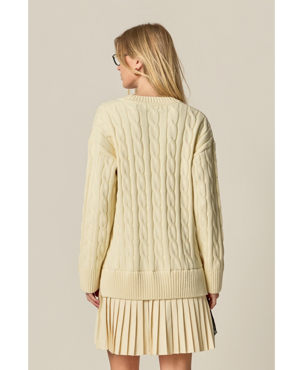 English Factory Women's Mixed Media Pleated V Neck Mini Dress