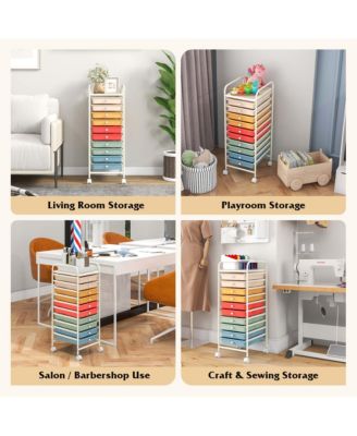 10 Drawer Rolling Storage Cart Scrapbook Paper Office School Organizer