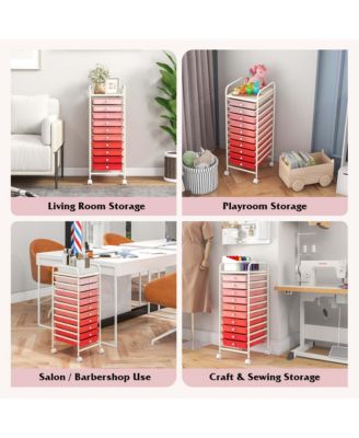 10 Drawer Rolling Storage Cart Scrapbook Paper Office School Organizer