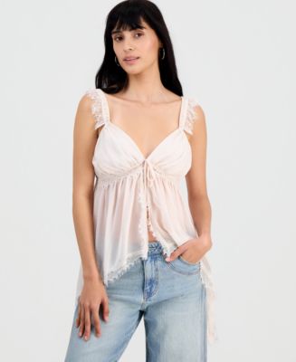 Women's Lace-Trim Handkerchief-Hem Tank Top, Macy's Exclusive - Macy's